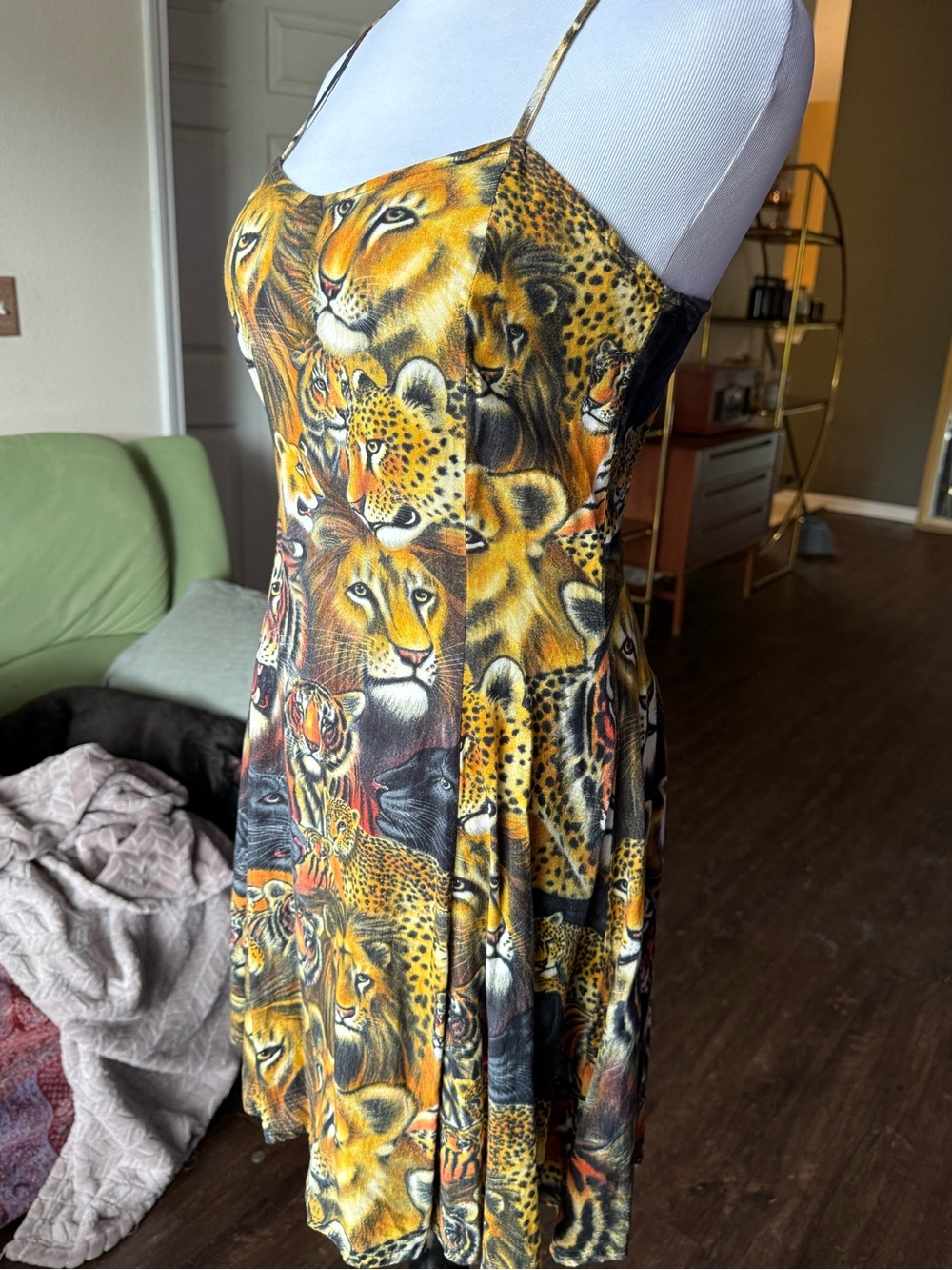 Vintage 90’s KOSI BALI COLLECTION Big Cat Spaghetti Strap Dress- Small